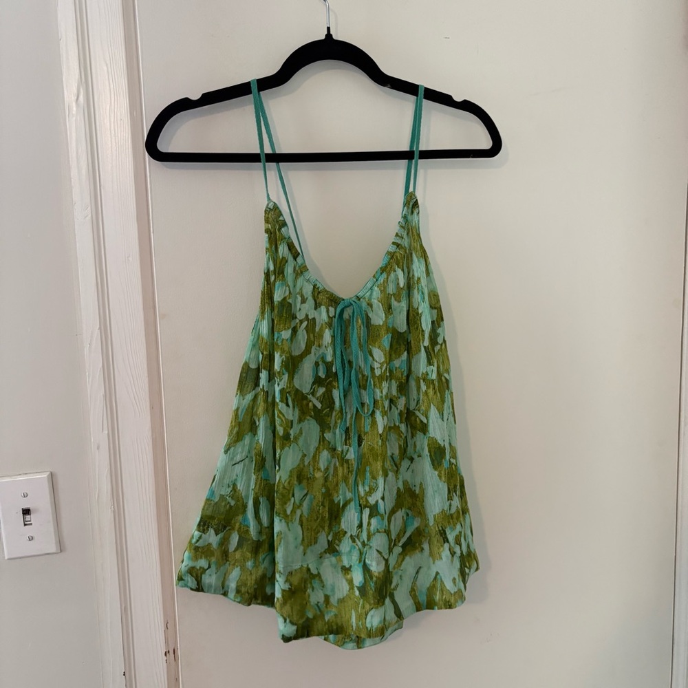 Anthropologie Green Motif Women's Tank Blouse - Picture 3 of 7